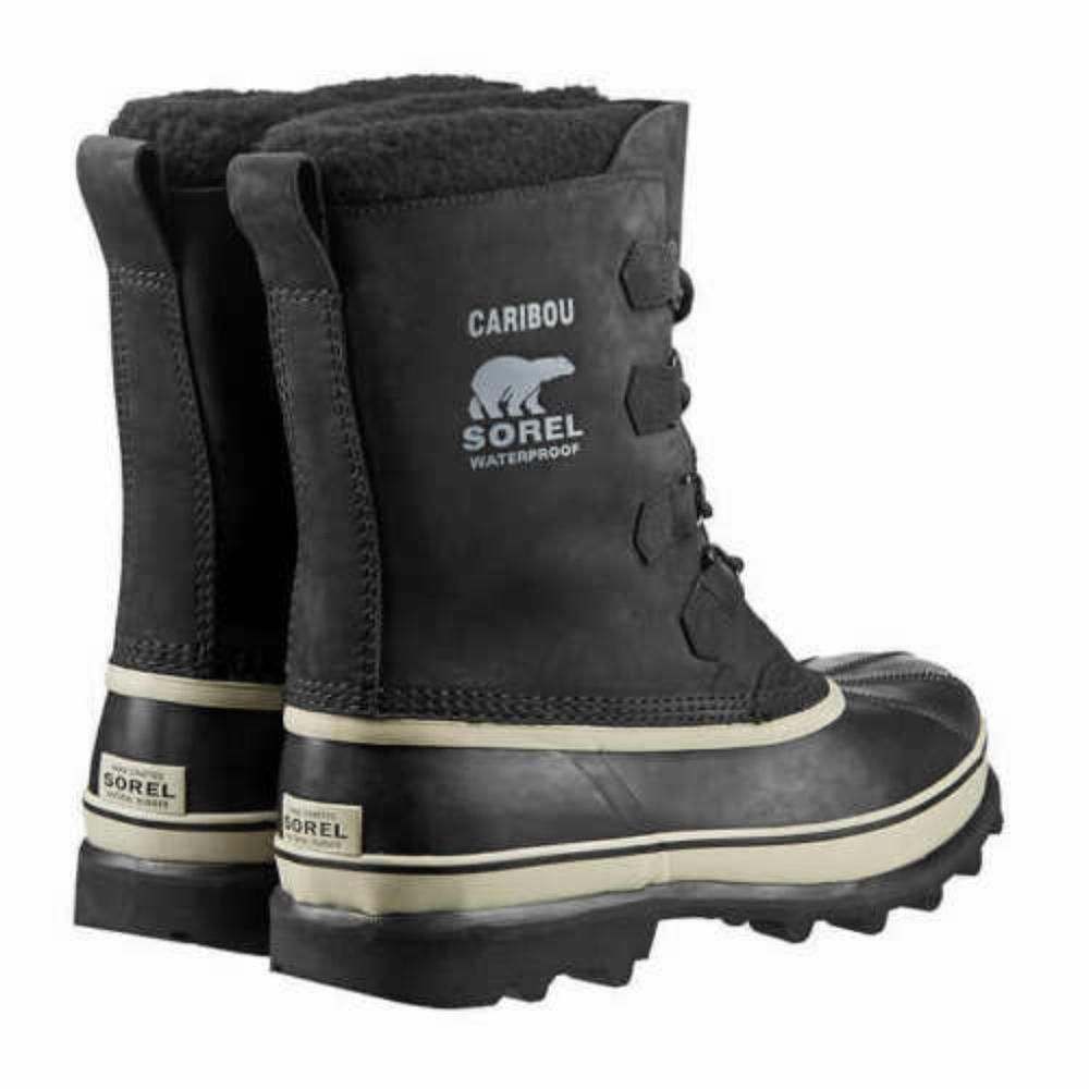 NEW Men's Sorel Caribou WP waterproof boots BLACK NUBUCK SHERPA LINED NUBUCK - Picture 3 of 4